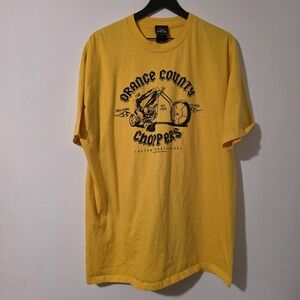 Vintage Orange County Choppers Tshirt XXL Yellow Biker Short Sleeve T-Shirt